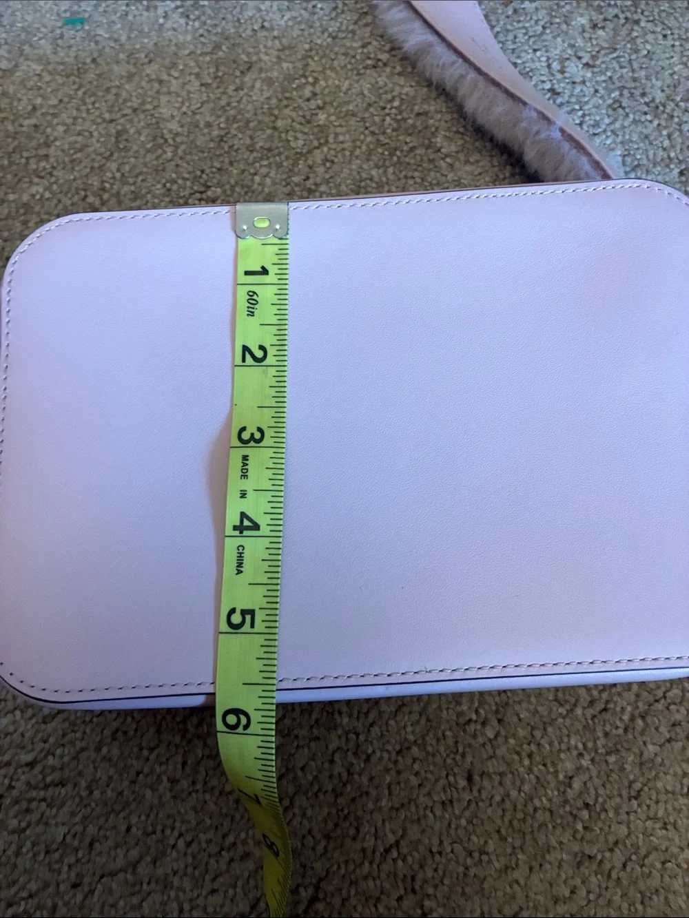 Kate Spade New York Harper Crossbody Bag Pink with Faux Fur Strap